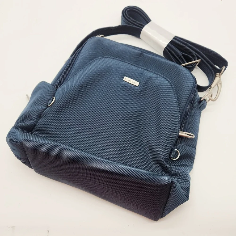 Travelon Anti-Theft Classic Travel Bag Crossbody RFID Locking Navy Blue New - Picture 2 of 11